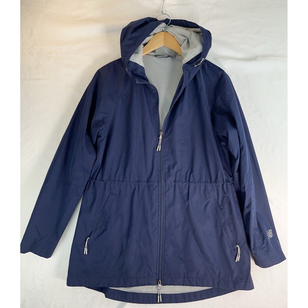 New Balance Womens Medium Hooded Windbreaker /  Rain Jacket‎ Blue